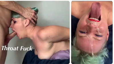 Stieftochter lernt, wie man einen extremen Kehlenfick mit seinem Schwanz macht